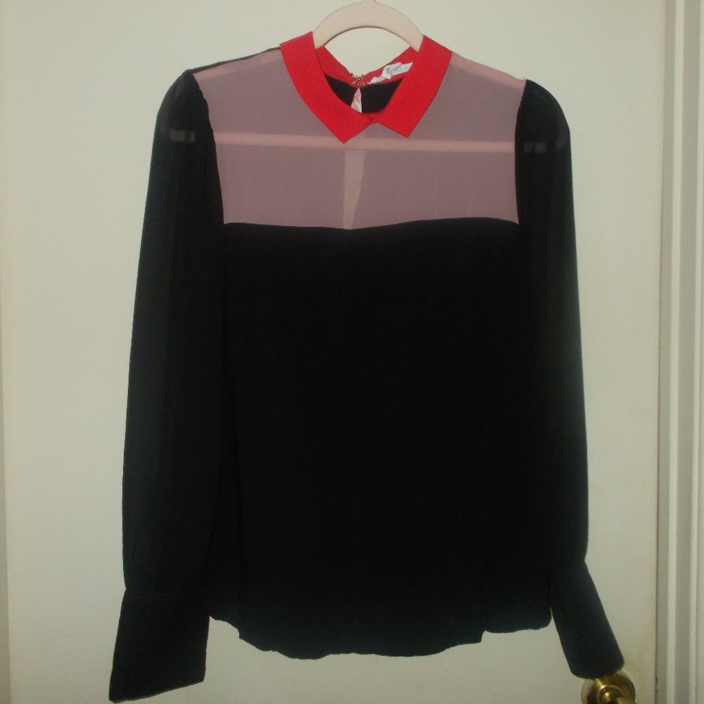 Bcbgeneration Sheer Blouse Multi Color Size Medium - image 1
